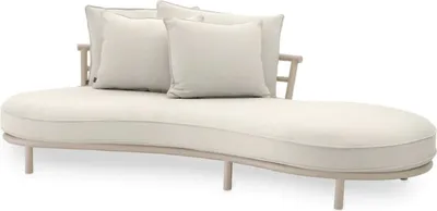 Produktbild von Casa Padrino Luxus Outdoor Garten Sofa Linke Seite Weißgrau / Sandfarben 220 cm - Luxus Garten Möbel