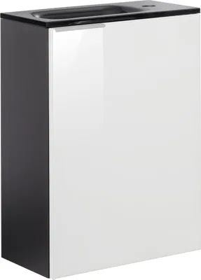 Produktbild von Fackelmann KARA Gäste WC Set 2-teilig 45 cm, Weiß/Anthrazit, rechts, Glas Anthrazit
