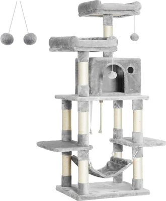 Immagine prodotto di FEANDREA, tiragraffi con palle di pelo, 150 cm, grigio chiaro