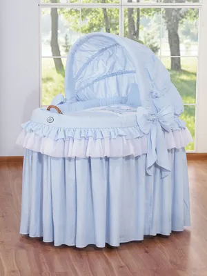 Produktbild von My Sweet Baby Babybett Naturfarben Blau mit Holzuntergestell und Matratze