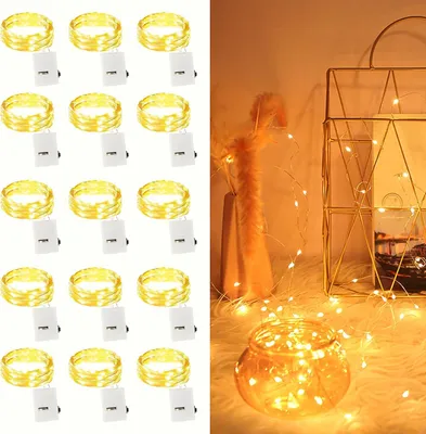 Obrázek produktu pro 2 metrová LED mikro světelná řetězec na baterie - sada 15 kusů - měděný drát, světelný řetěz, "fairy lights"