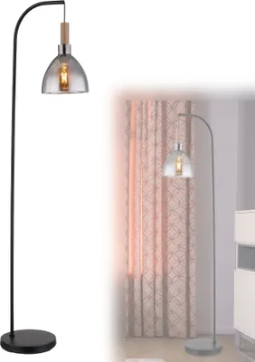 Produktbild von Stehleuchte Wohnzimmer Rauchglas Stehlampe Schwarz Standleuchte Standleuchte