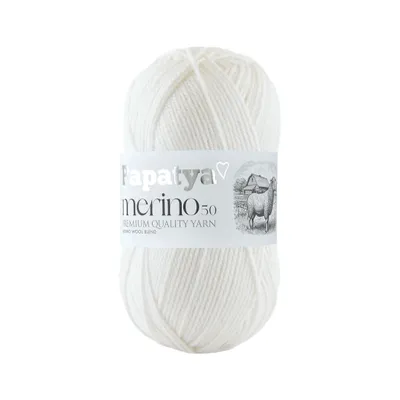 Produktbild von Wolle1000 Papatya Merino50 - Farbe 1000 wollweiss - 100g - Wollgemisch in tollen Farben
