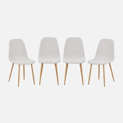 Produktbild von sweeek - 4er-Set Stühle mit Holzdekor und Stoffbezug - Beige