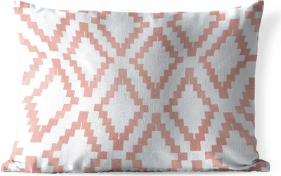 Produktbild von MuchoWow® Outdoor Kissen - Muster - Luxus - Weiß - Rosa - 60x40 cm - Wetterfest - Lounge Kissen - Zierkissen - Kissen für Innenräume