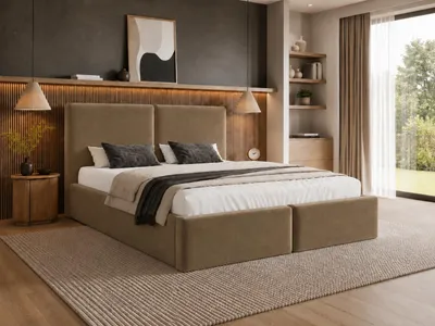 Produktbild von Emlar Polsterbett Estelle 200x200 cm - Designerbett mit Bettkasten & Metalllattenrost - Velvet-Stoff - Doppelbett mit Stauraum Braun (Magic Velvet 2206)