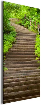 Produktbild von Wallario Premium Leinwandbild Steintreppe im Wald in Größe 60 x 150 cm