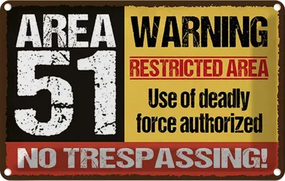 Produktbild von vianmo Blechschild 12x18 cm area 51 warning restrictes area