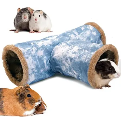 Productafbeelding van Kleine Dieren Tunnel - Speeltunnel Kooi - Spelen en Verkennen - Opvouwbaar Ontwerp - 15cm Diameter - Blauw