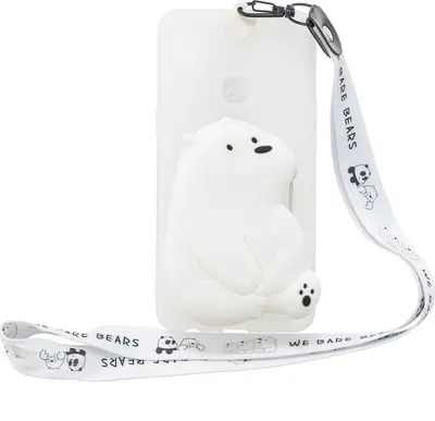 Produktbild von Für Samsung A10S A20S TPU Full Protective Cartoon Handyhülle Schutzhülle mit Münztasche+Hanging Lanyard 6 weißer großer Bär
