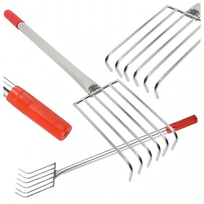 Produktbild von Gartenrechen mit Metallklaue zum Rechen, Auflockern, 6 Zähne, 56 cm