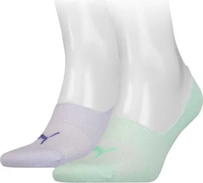 Productafbeelding van Puma Footie sokken, 2 paar, mintgroen en paars, artikelnummer 906245, maat 41 - 43/46