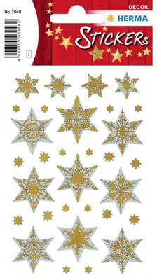 Productafbeelding van Herma 3948 Sticker, decoratieve ster, 6 puntig, zilverkleurig, met reliëf