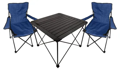 Image de set de meubles de camping 3 pièces Table de camping Chaise de camping L70xl70xH56cm