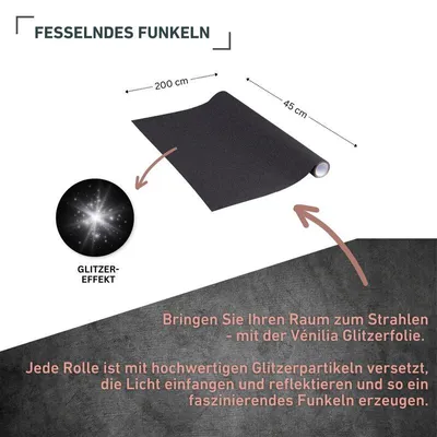 Produktbild von Klebefolie Glitter schwarz - 45x200cm