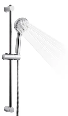 Productafbeelding van Doucheset, roestvrij staal, rond, met douchestang van 53 cm, 3 straalstanden, verstelbare hoogte, chroom