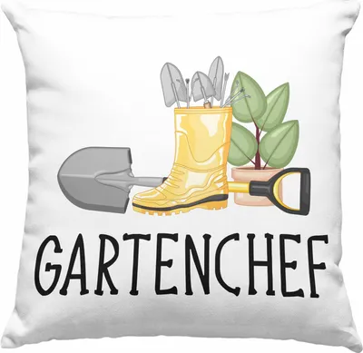 Produktbild von Trendation - Gartenchef Deko-Kissen mit Füllung 40x40 Geschenk Gärtner Gartenarbeit Hobby Garten  Deko-Kissen mit Füllung 40x40 Hobbygärtner Lustig (Grau)