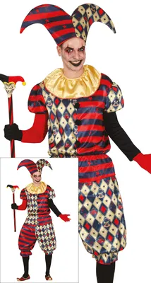 Immagine prodotto di Clown Costume di Halloween Divertimento da buffone Circo Fantasia colorata, Taglia: 46 - 48 (S) Colore: Nero