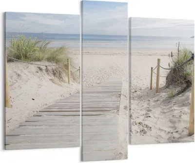 Produktbild von Bild auf Leinwand - Leinwandbild - 3 Teile - Strand Düne Eintritt - 95x80cm - Wand Bild - Wanddeko - Wandbilder - Leinwanddruck - Bilder - Wanddekoration - Leinwand bilder - Wandbild - CB95x80-4188