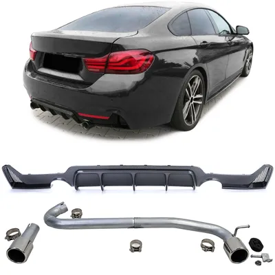 Für BMW F32 F33 F36 13-21 Heckdiffusor Stoßstange Carbon + 440 Optik + Endrohre in der Farbe Carbon von Carparts-Online GmbH