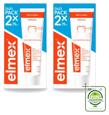 Productafbeelding van 2 x Elmex tandpasta tegen tandbederf met aminfluoride - 75 ml - grootverpakking - 2 stuks