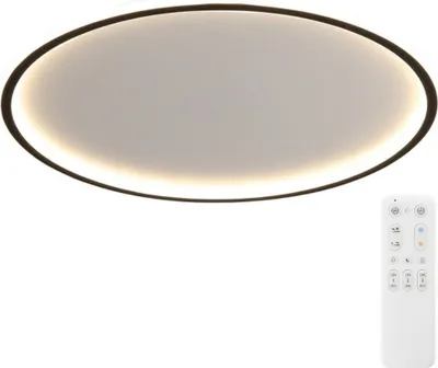 Image de Plafonnier LED rond avec télécommande Modern, blanc et noir, 36 W, nuances de blanc, 2880 lm, métal, dimensions : 4,5 x 50 x 50 cm, IP20, Abigali