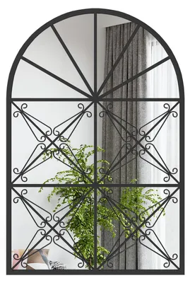 Wandspiegel mit Fensteroptik, 58x87 cm, Metallrahmen, schwarz