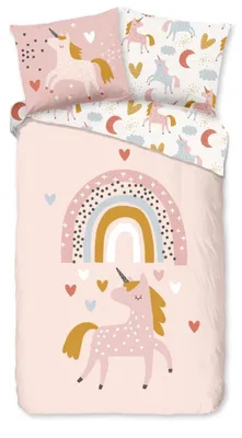 Productafbeelding van Good Morning Kinderdekbedovertrek "Unilove" - Multi - (140x220 cm) - 100% Katoen
