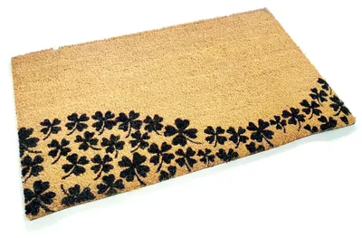 Kokosdeurmat mit Vierklee-Design, 75 x 45 cm