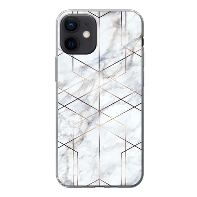 Produktbild von MuchoWow® Handyhülle Schutzhülle Hülle für iPhone 12 Marmor - Gold - Weiß Silikon Softcase Handy Hülle - Schutzhülle