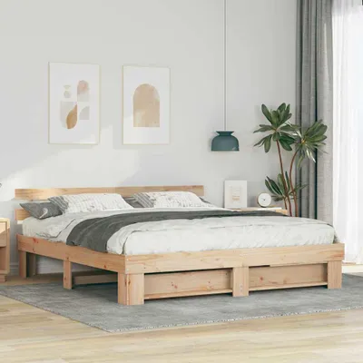 Produktbild von Möbel Bettgestell mit Kopfteil Braun 200 x 200 cm Massivholz Kiefer - Klassische Betten 3385670