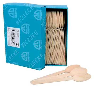 Produktbild von Holzlöffel Einwegbesteck, 100 Stück, umweltfreundlich und biologisch abbaubar