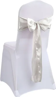 Produktbild von CANDeal 10-teiliges Set Satin Stuhl Schärpen Bögen für Hochzeit Empfang- Universal Stuhl Back Tie Supplies, keine Stuhlabdeckungen(Silber-Grau)