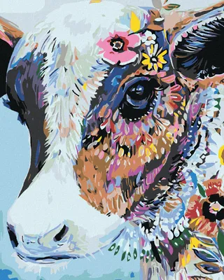 Produktbild von Zuty - Malen nach Zahlen - BLUMIGE KUH, 40x50 cm, ohne Keilrahmen