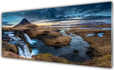 Produktbild von Acrylglasbilder 125x50 Wandbild Druck Gebirge Wasserfall See Landschaft