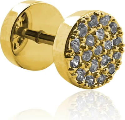 Produktbild von Fake Plug Kristall Ohrstecker 316L Chirurgenstahl 8mm in verschiedenen Farben Farbe - Gelbgoldfarben