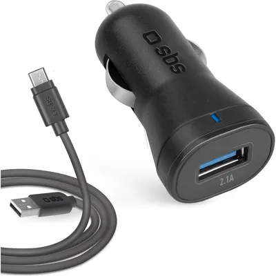 Produktbild von SBS KFZ-Ladegerät 10W USB-A 2,1A schwarz + Micro-USB K