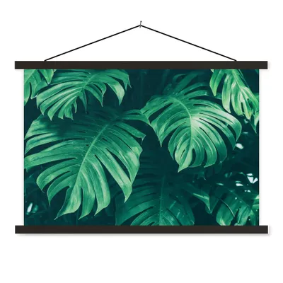 Produktbild von MuchoWow® Textilposter Monstera - Blätter - Pflanzen - Dschungel - Natur 120x80 cm mit schwarzem Rahmen - Wanddeko