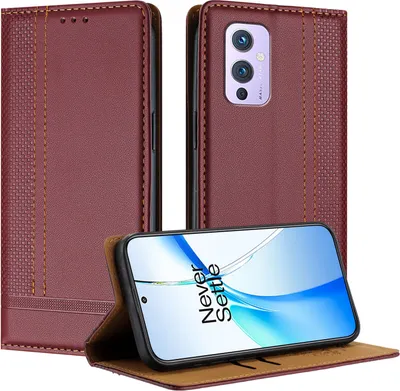Image de Etui pour OnePlus 9 étui en cuir avec fonction stand rouge foncé