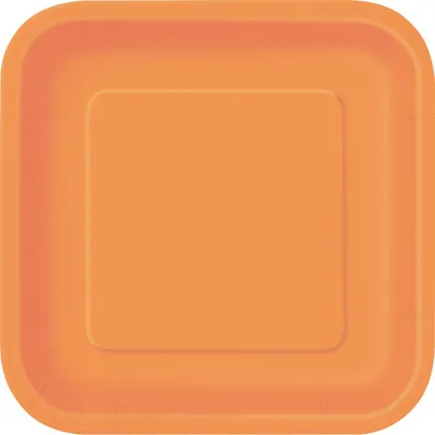 Image de 16 petites assiettes carrées orange
