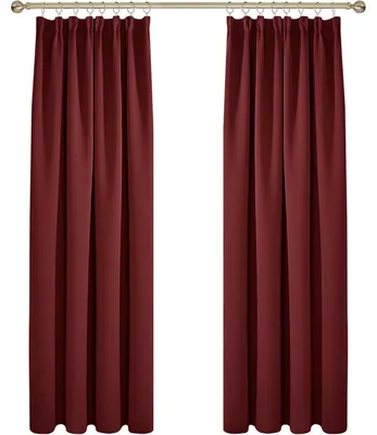 Obrázek produktu pro Zatemňovací závěs s volánky, termoizolační závěs, ochrana proti chladu, rozměry 229x168 cm, červená barva, sada 2 kusů