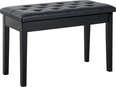 Produktbild von HOMCOM stołek do pianina ławka do pianina tradycyjny styl wiejski ławka do przedpokoju stołek kosmetyczny schowek drewno kauczukowe imitacja skóry czarny 76 x 36 x 50 cm