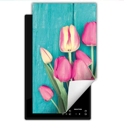 Produktbild von DarHaus Herdabdeckplatte 1 teilig 30x52 cm Anti Rutsch Matte Aufrollbar, türkis - Holz - Tulpen