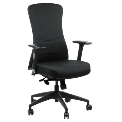 Produktbild von Drehbarer ergonomischer Bürostuhl KENTON, verstellbare Armlehnen, verschiebbarer Sitz (vorne-hinten), Synchronmechanik, Schwarz