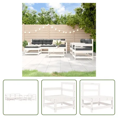 Produktbild von The Living Store 7-tlg. Garten-Lounge-Set Weiß Massivholz Kiefer
