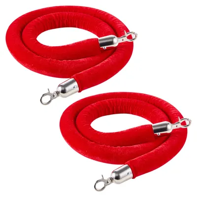 Image de VEVOR, lot de 2 cordons de délimitation en velours rouge de 1,5 m, cordons de délimitation avec crochets argentés pour guider les visiteurs, adaptés aux événements tels que les réouvertures de cinémas, les hôtels et les fêtes, cordons pour poteaux de délimitation