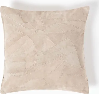 Produktbild von HOMESCAPES Patchwork Leder-Kissen creme-beige, 45x45 cm