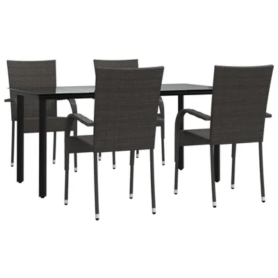 Produktbild von vidaXL 5-tlg. Garten-Essgruppe Braun Poly Rattan