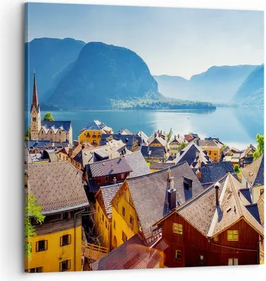 Produktbild von Bild auf Leinwand - Leinwandbild - Berge See Wasser - 60x60cm - Wand Bild - Wanddeko - Wandbilder - Leinwanddruck - Bilder - Kunstdruck - Wanddekoration - Leinwand bilder - Wandkunst - AC60x60-3955