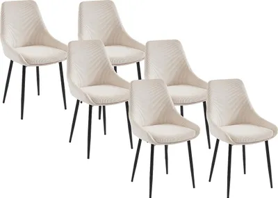 Produktbild von Satz von 6 Stühlen aus Cord und Metall - Creme - MASURIE